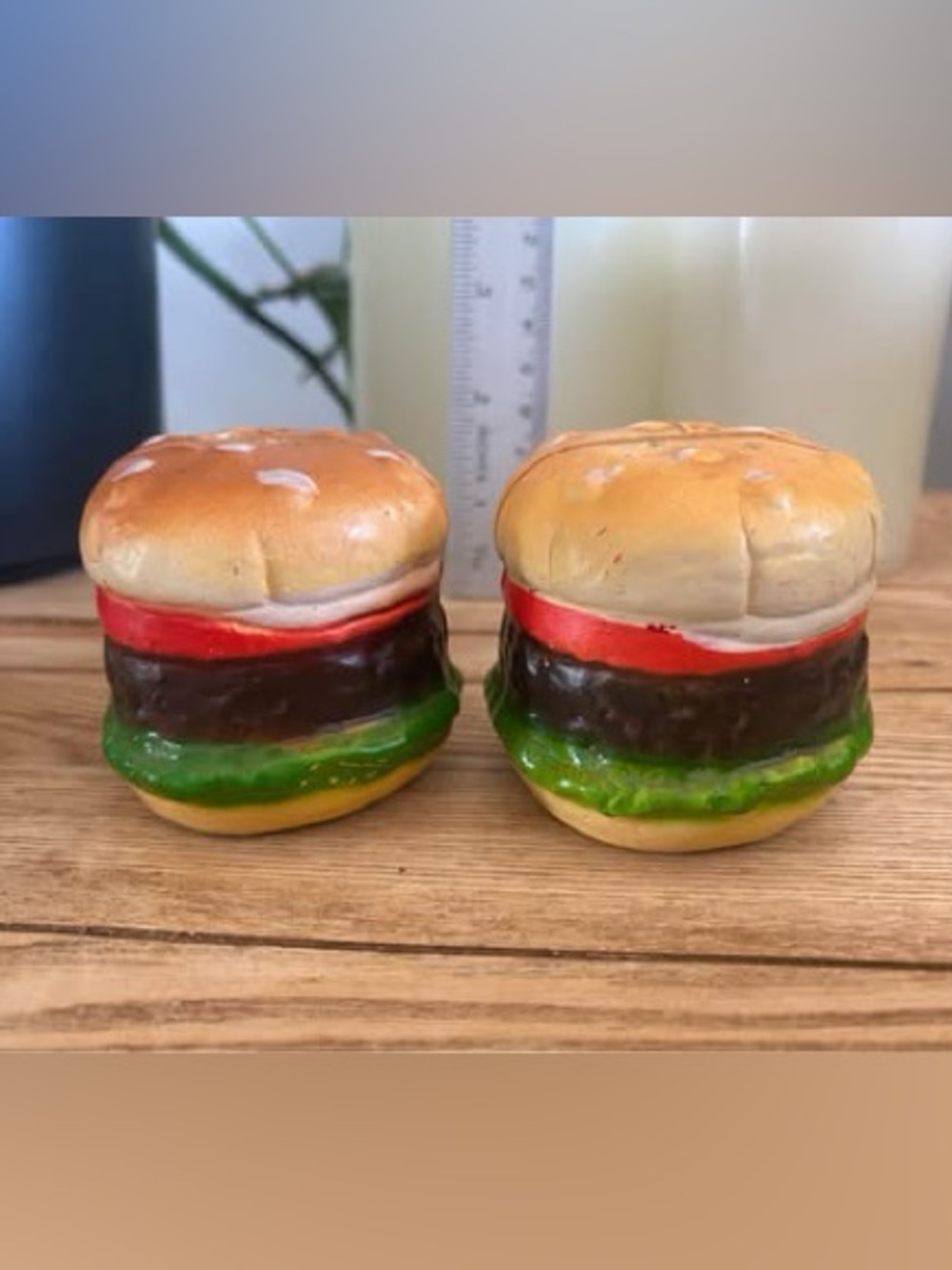 Vintage Hong Kong Plastic Hamburger Salt and Pepper Shakers | Retro Fast Food